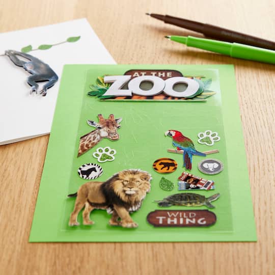 12 Pack: At the Zoo Dimensional Stickers by Recollections™
